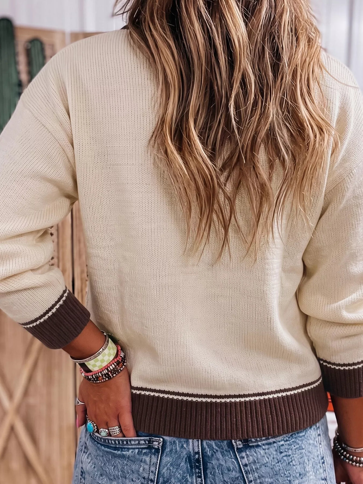 Western Cowboy Graphic Round Neck Sweater