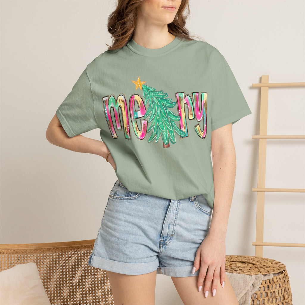 Merry Christmas Tree Graphic T-Shirt