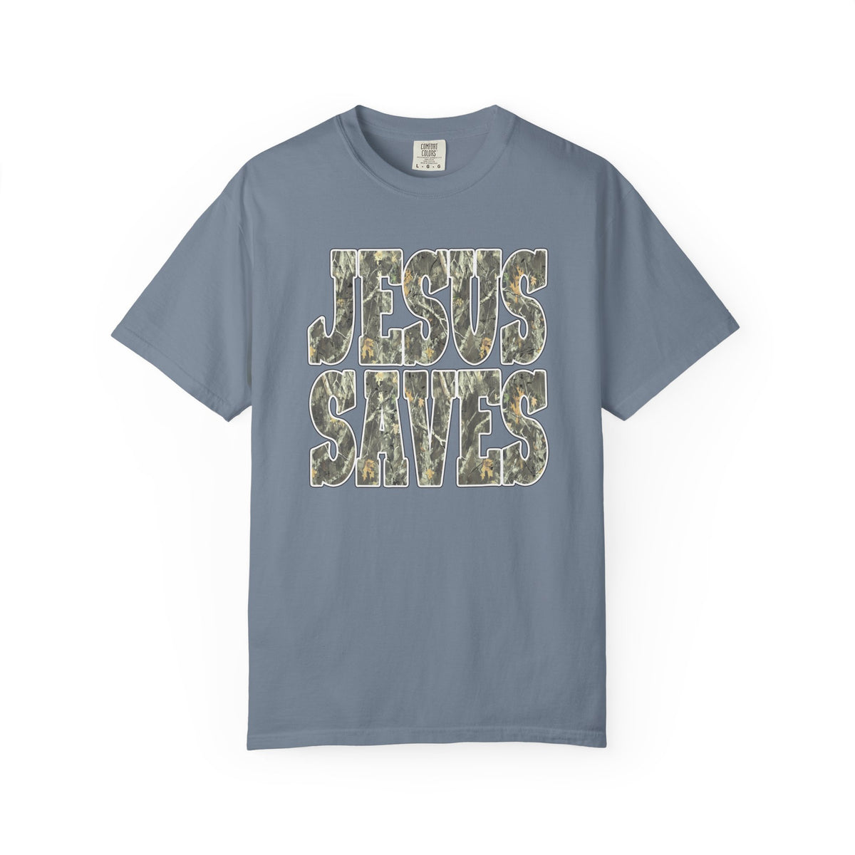 Jesus Saves T-Shirt — Camouflage Faith Graphic Tee
