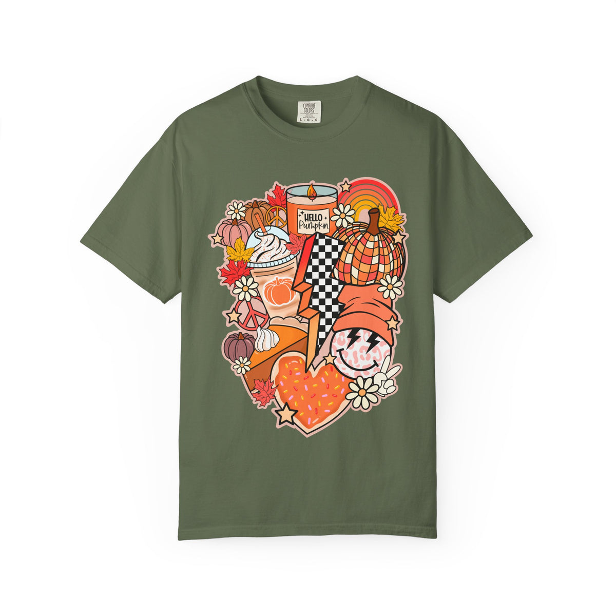 Autumn Cozy Collage T-Shirt — Fall Pumpkin Spice Graphic Tee