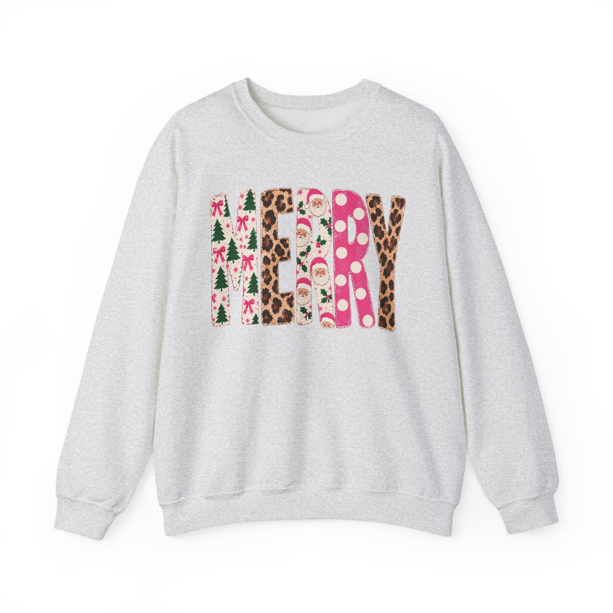 Merry Christmas Floral Holiday Crewneck Sweatshirt