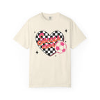 Soccer Mom Heart T-Shirt — Checkerboard Pink Soccer Graphic