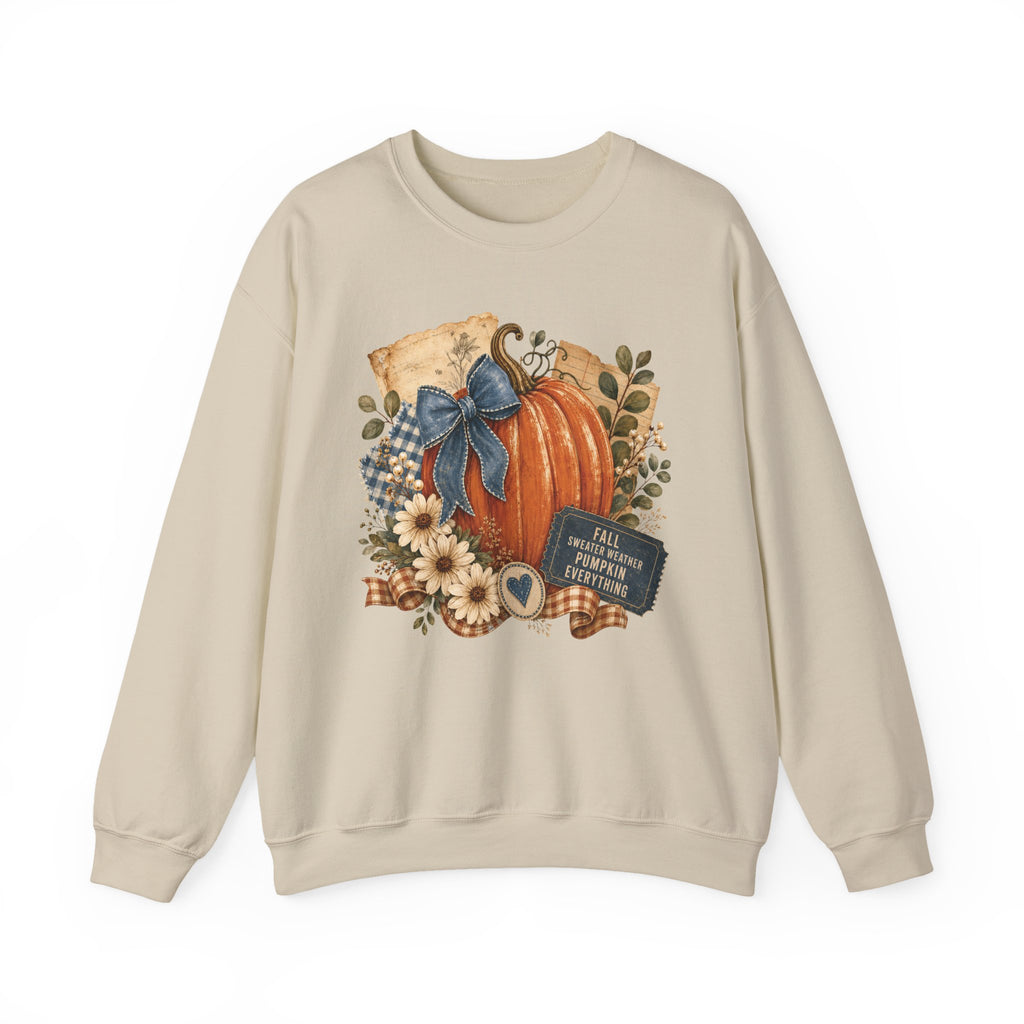 Fall Pumpkin Floral Crewneck Sweatshirt — Autumn Blessings Graphic