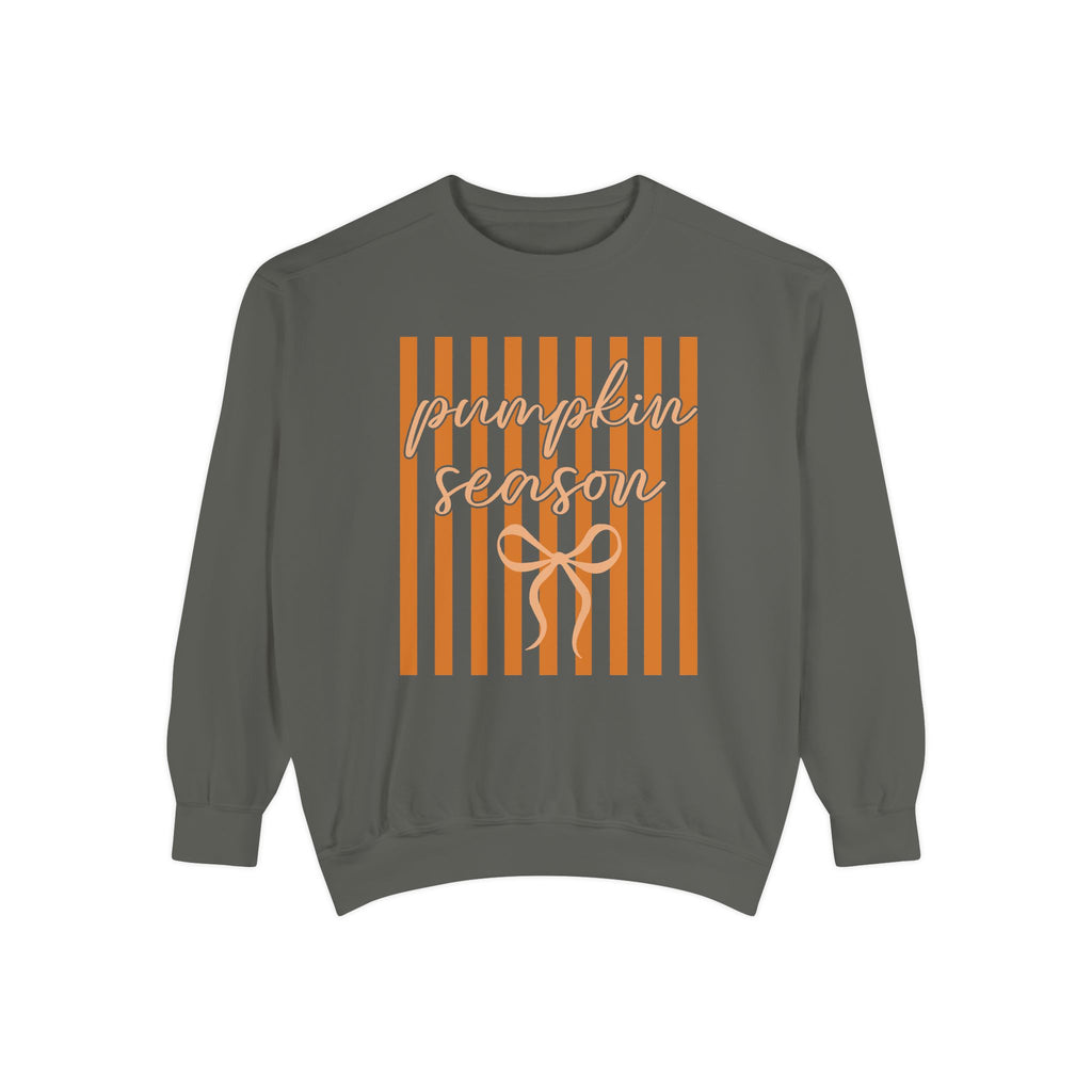 Pumpkin Season Sweatshirt — Striped Autumn Graphic Pullover