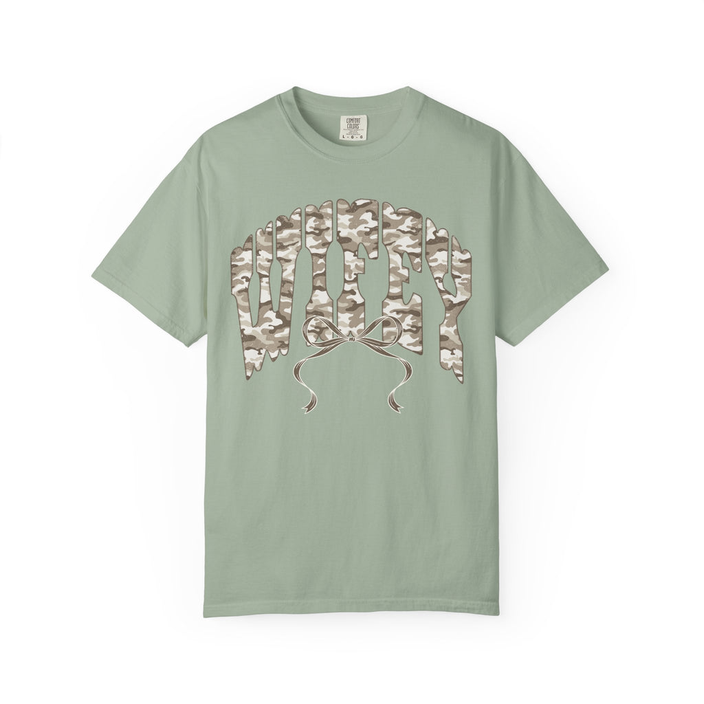 Wifey Camo Graphic T-Shirt — Garment-Dyed Tee