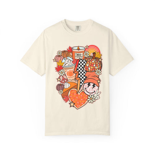 Autumn Cozy Collage T-Shirt — Fall Pumpkin Spice Graphic Tee