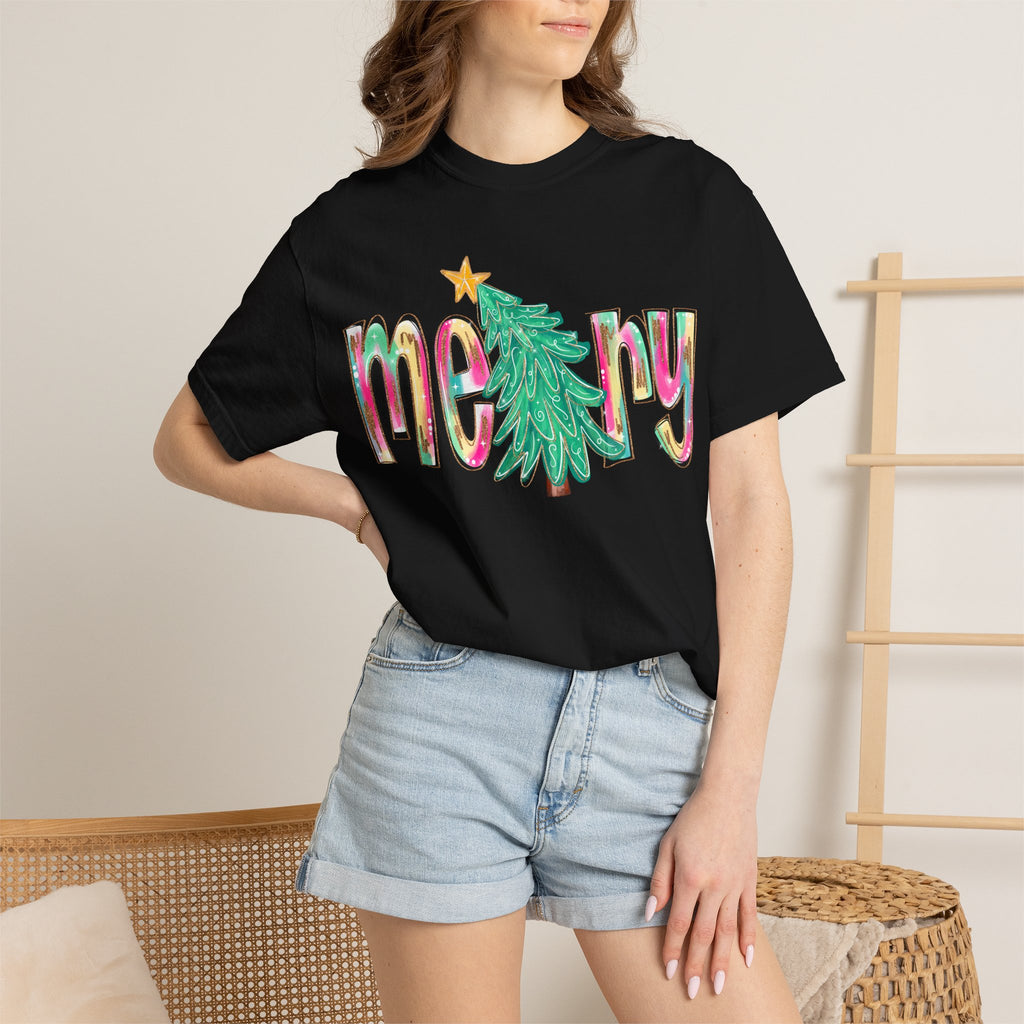Merry Christmas Tree Graphic T-Shirt