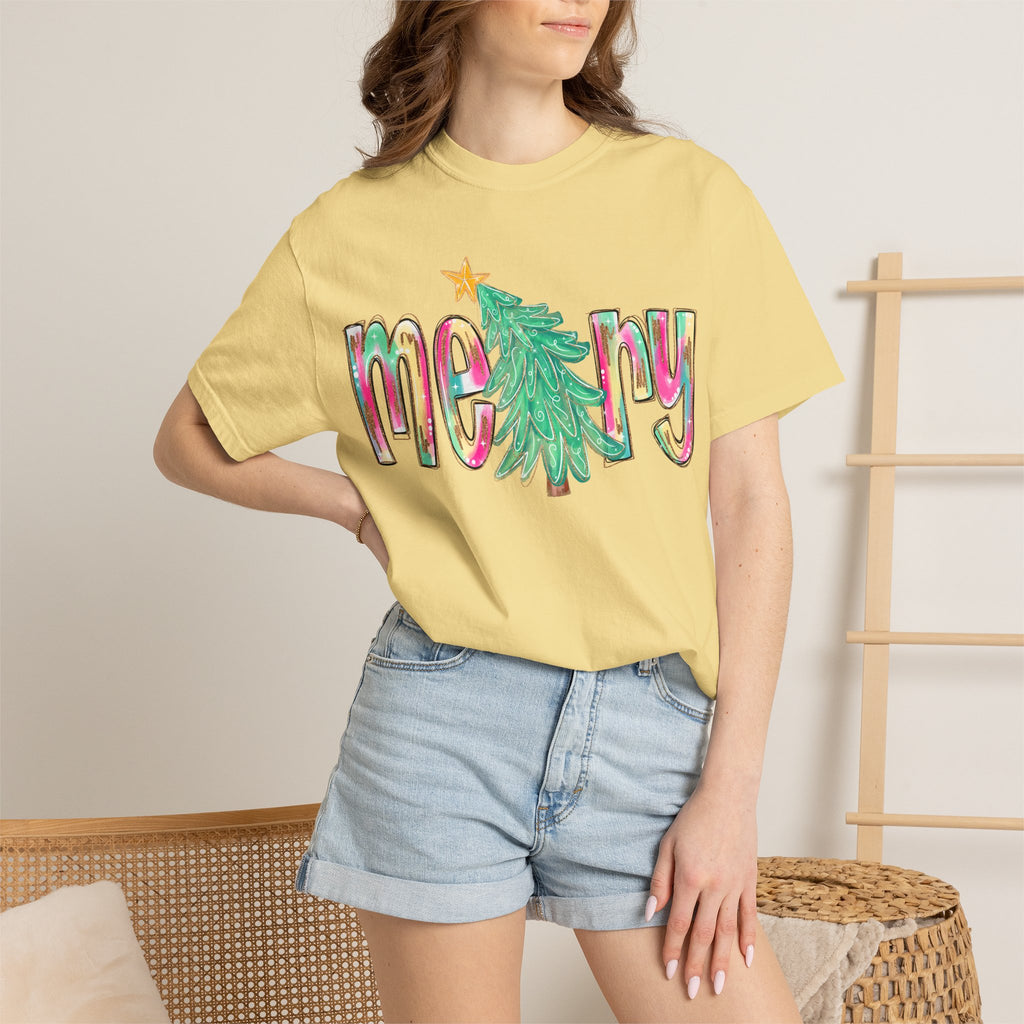 Merry Christmas Tree Graphic T-Shirt