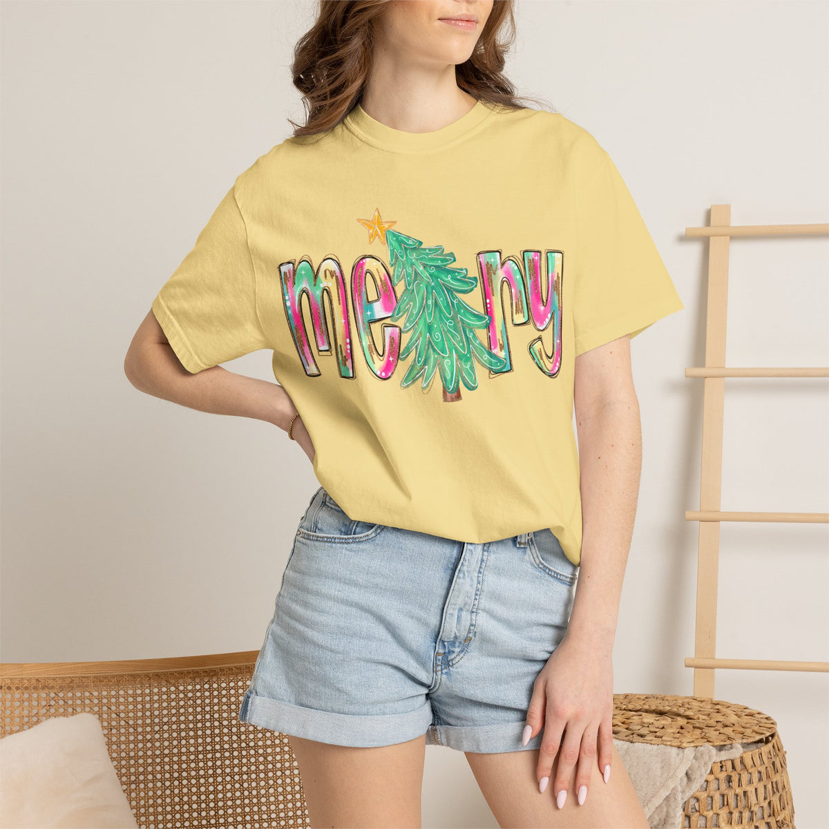 Merry Christmas Tree Graphic T-Shirt