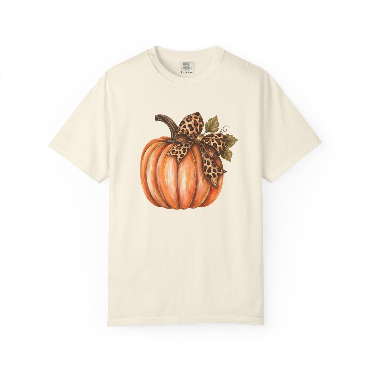 Pumpkin with Leopard Bow Fall T-Shirt