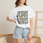 Jesus Saves T-Shirt — Camouflage Faith Graphic Tee