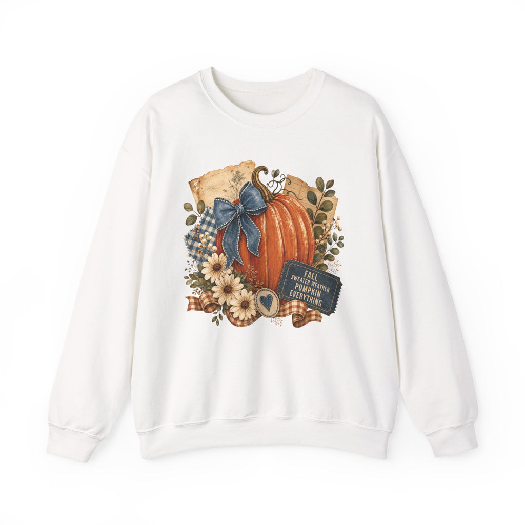 Fall Pumpkin Floral Crewneck Sweatshirt — Autumn Blessings Graphic