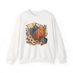 Fall Pumpkin Floral Crewneck Sweatshirt — Autumn Blessings Graphic