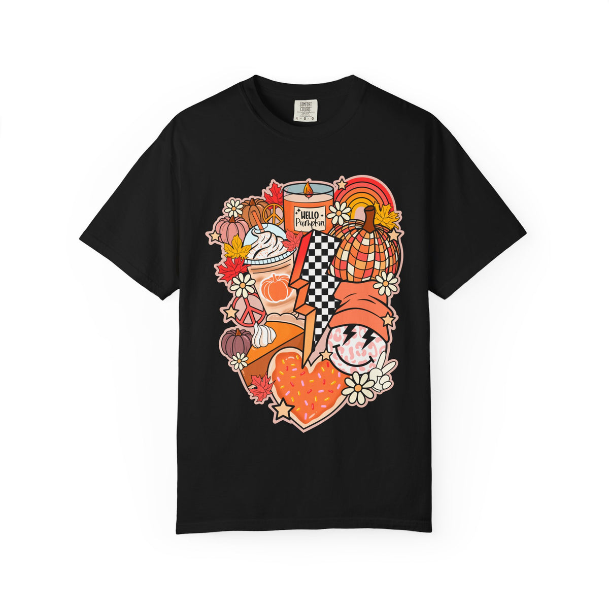 Autumn Cozy Collage T-Shirt — Fall Pumpkin Spice Graphic Tee