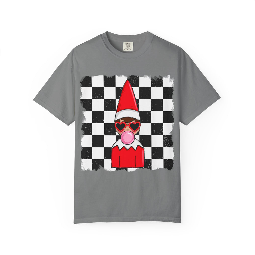 Checkerboard Elf T‑Shirt — Cute Bubblegum Elf Graphic Tee