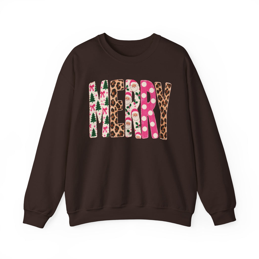 Merry Christmas Floral Holiday Crewneck Sweatshirt