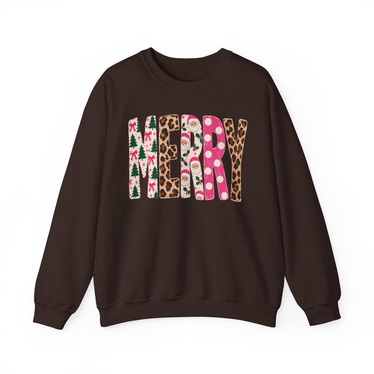 Merry Christmas Floral Holiday Crewneck Sweatshirt