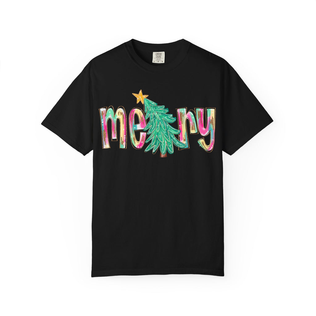 Merry Christmas Tree Graphic T-Shirt
