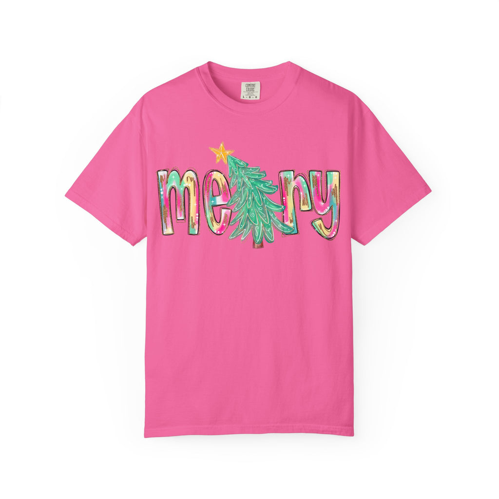 Merry Christmas Tree Graphic T-Shirt