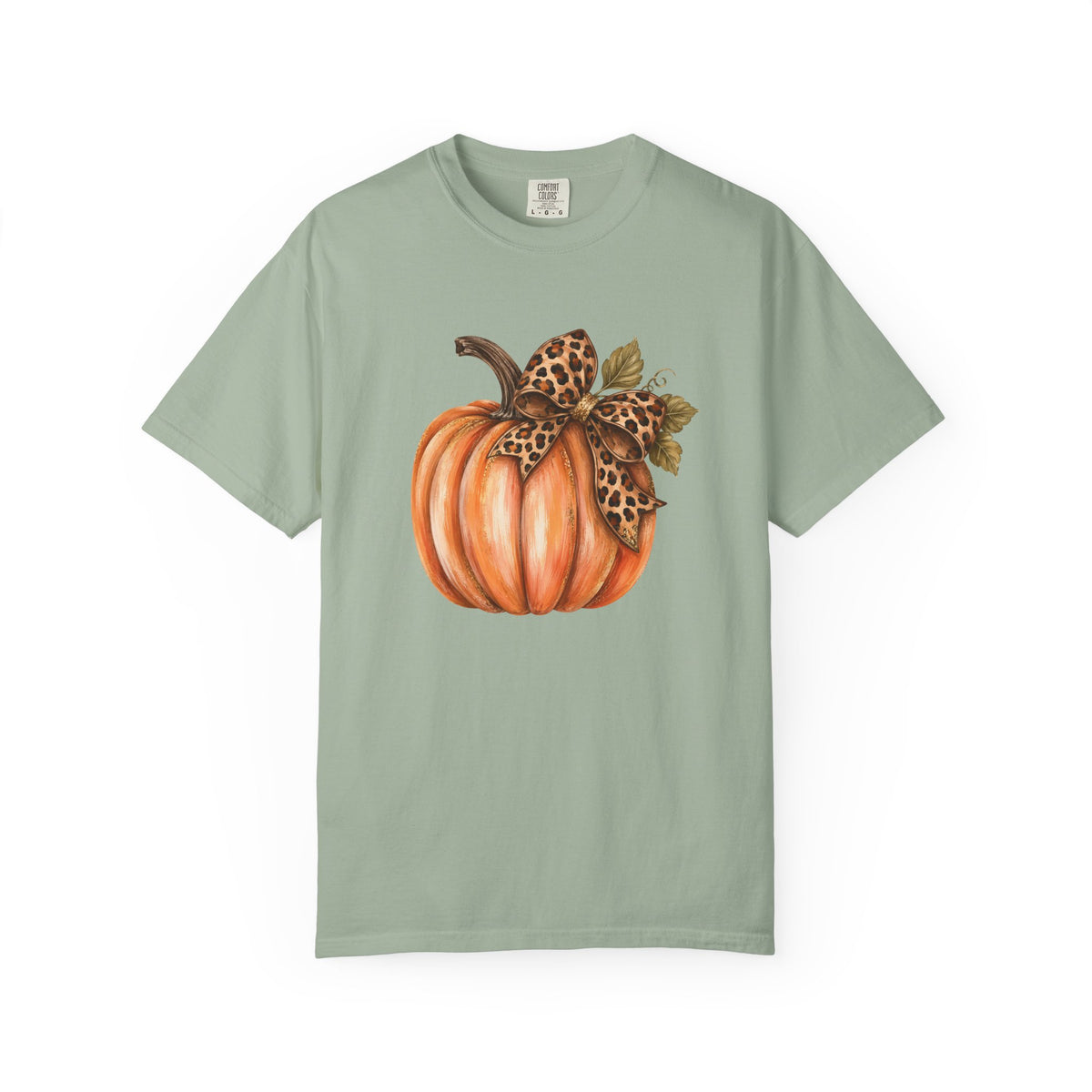 Pumpkin with Leopard Bow Fall T-Shirt