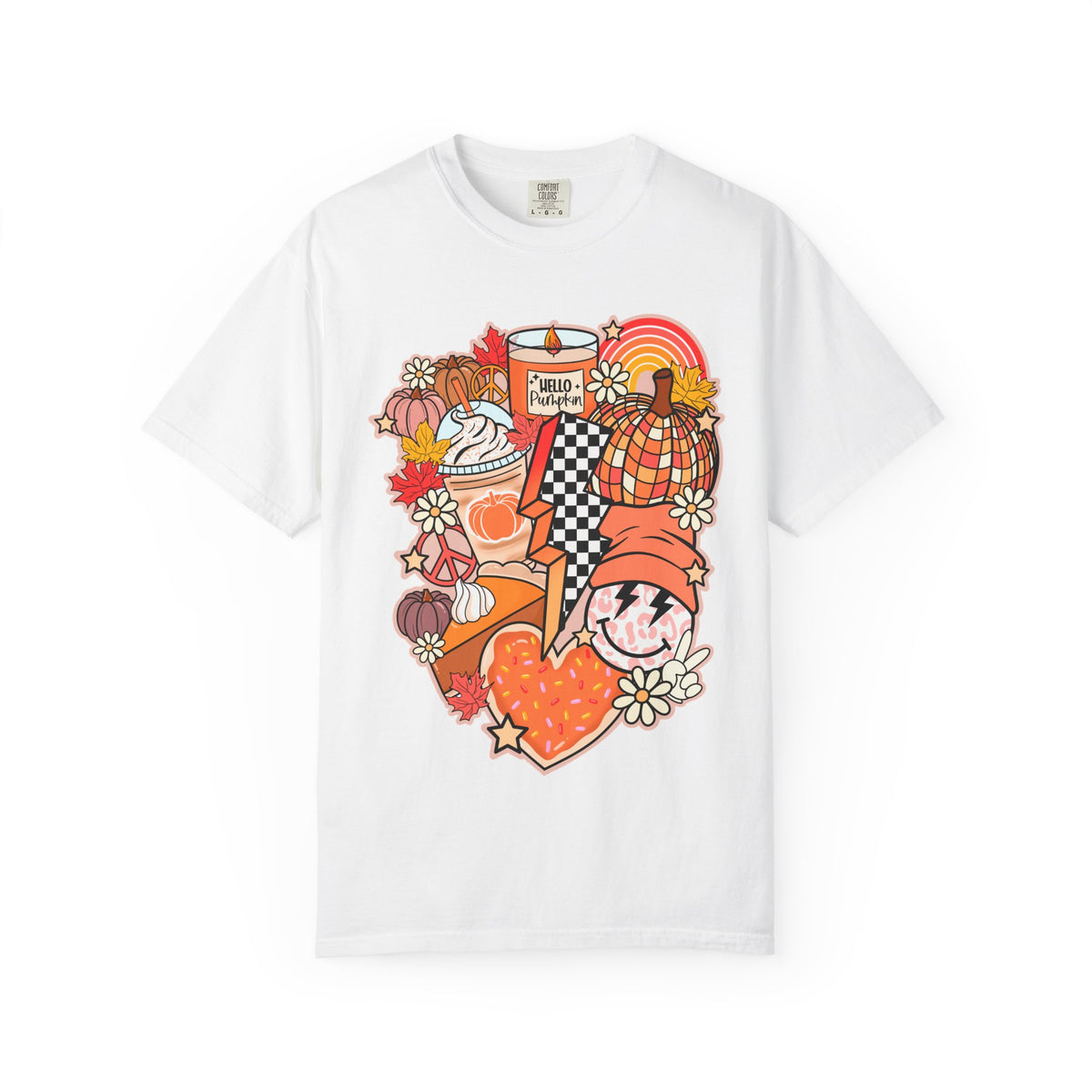 Autumn Cozy Collage T-Shirt — Fall Pumpkin Spice Graphic Tee