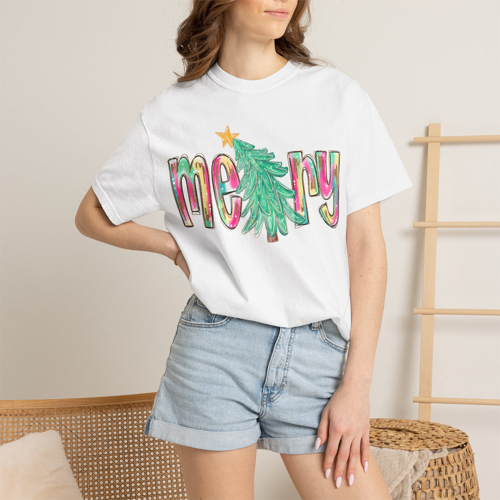 Merry Christmas Tree Graphic T-Shirt