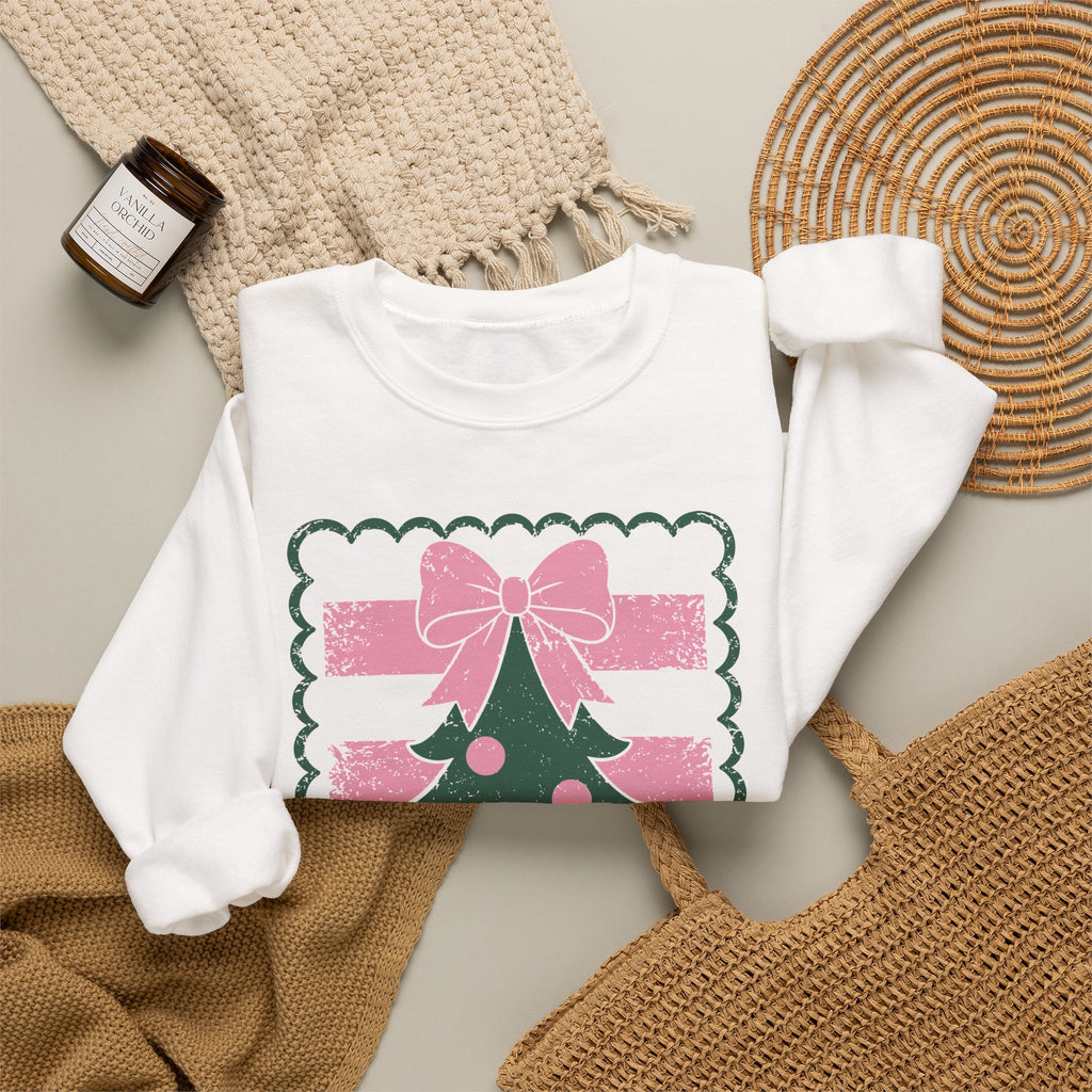 Christmas Sweatshirt — Pink Christmas Tree Graphic Crewneck