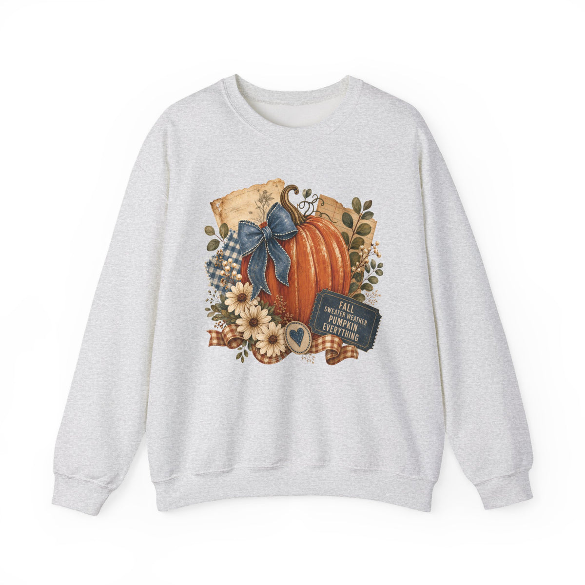 Fall Pumpkin Floral Crewneck Sweatshirt — Autumn Blessings Graphic