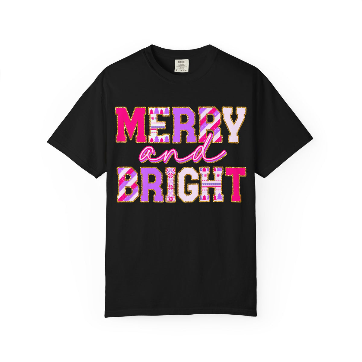 Merry and Bright Graphic T-Shirt — Festive Candy-Stripes Holiday Tee