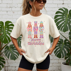 Nutcracker Trio Christmas T-Shirt — "Merry Christmas" Holiday Tee