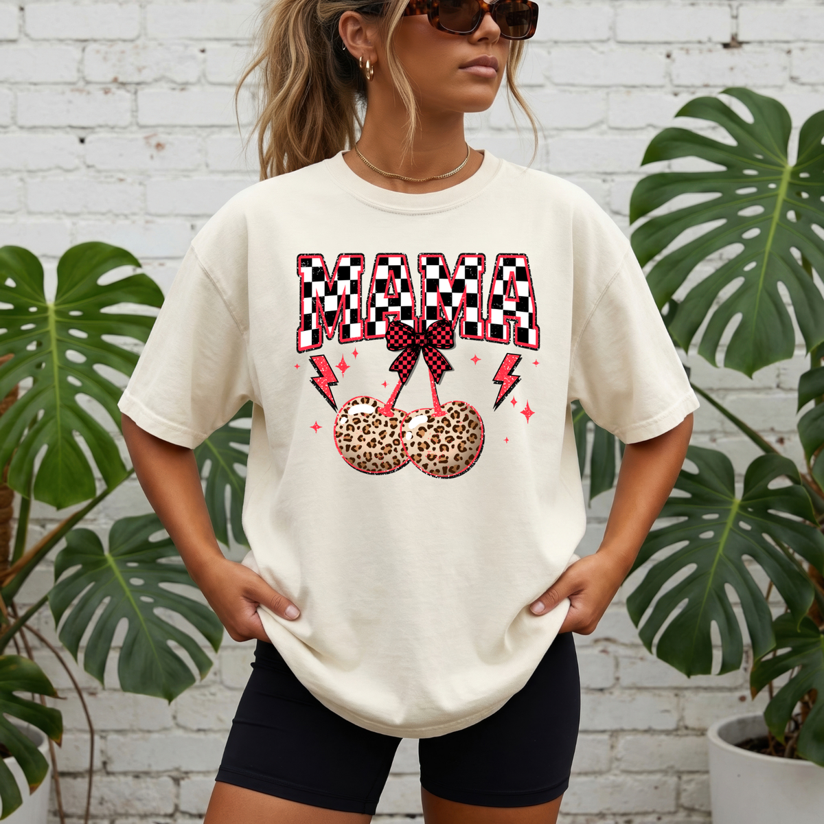 Mama Cherry Leopard Graphic T-Shirt