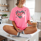 Soccer Mom Heart T-Shirt — Checkerboard Pink Soccer Graphic