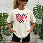 Soccer Mom Heart T-Shirt — Checkerboard Pink Soccer Graphic