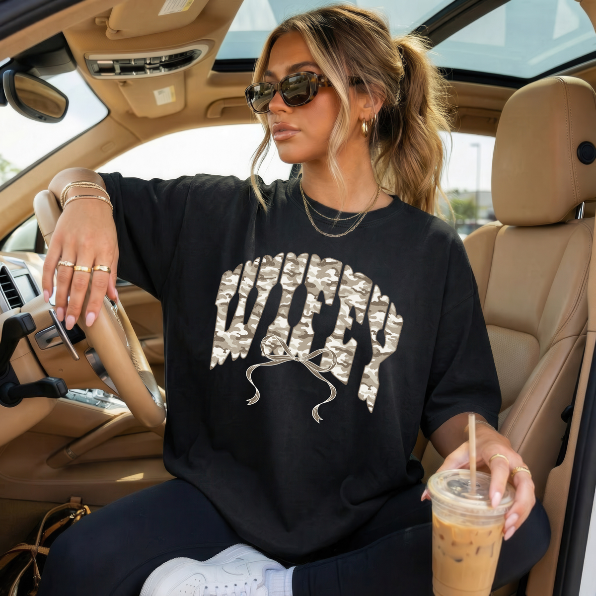 Wifey Camo Graphic T-Shirt — Garment-Dyed Tee