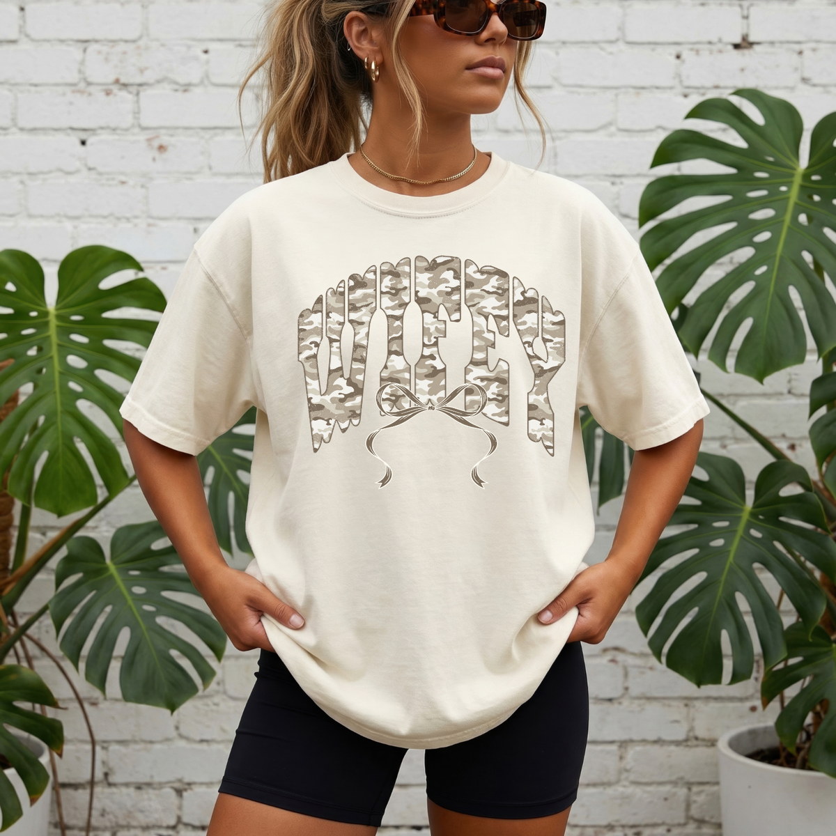 Wifey Camo Graphic T-Shirt — Garment-Dyed Tee