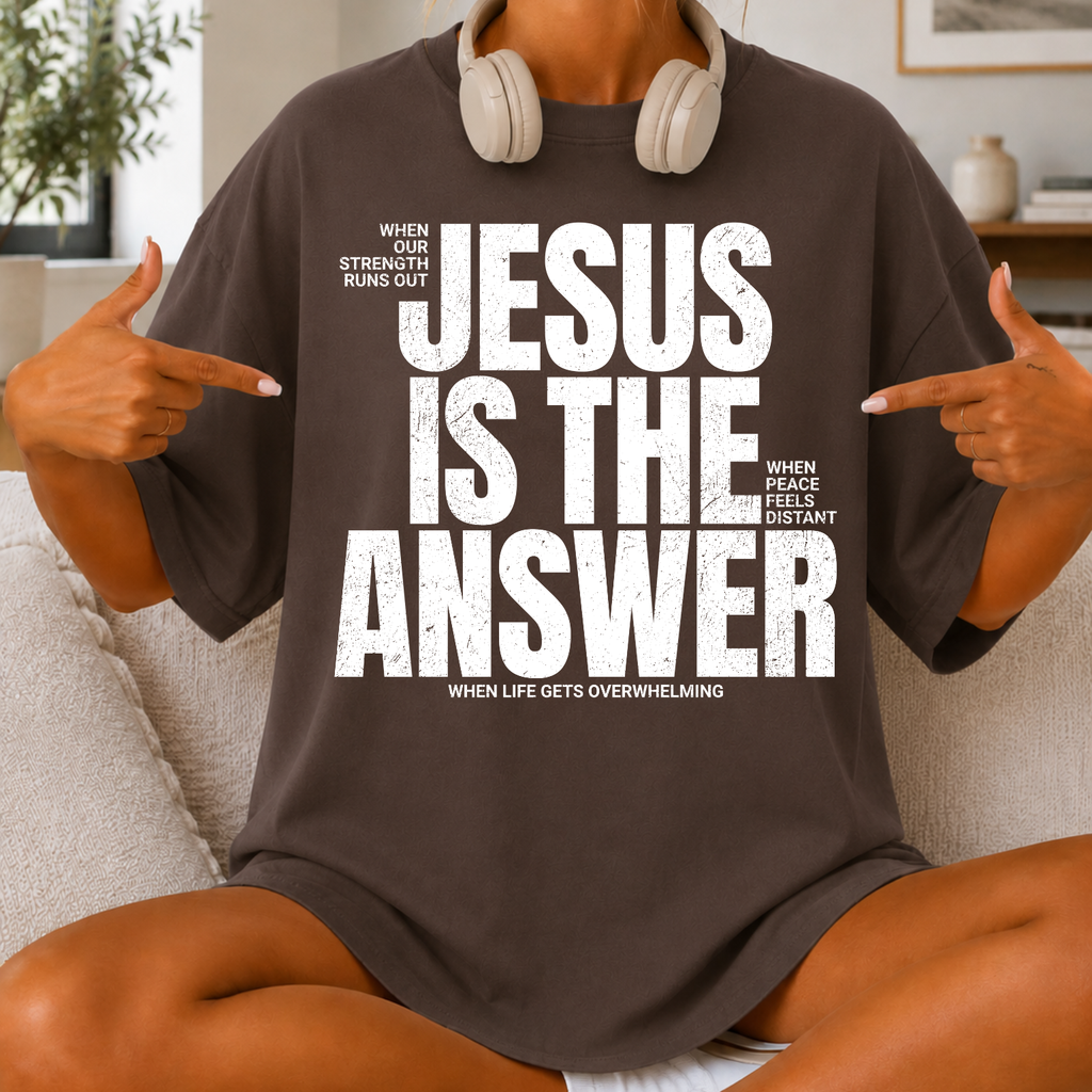 Jesus Is The Answer Distressed T-Shirt — Faith-Based Christian Tee