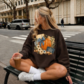 Fall Pumpkin Floral Crewneck Sweatshirt — Autumn Blessings Graphic