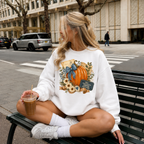 Fall Pumpkin Floral Crewneck Sweatshirt — Autumn Blessings Graphic