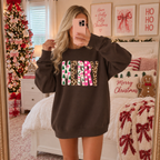 Merry Christmas Floral Holiday Crewneck Sweatshirt
