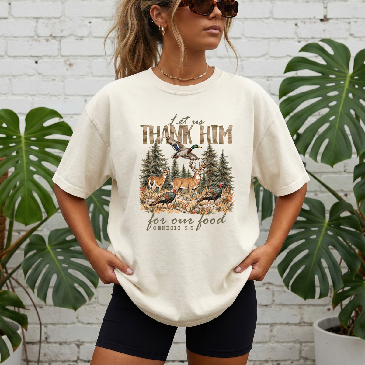 Thank Him for Our Food Christian Thanksgiving T-Shirt