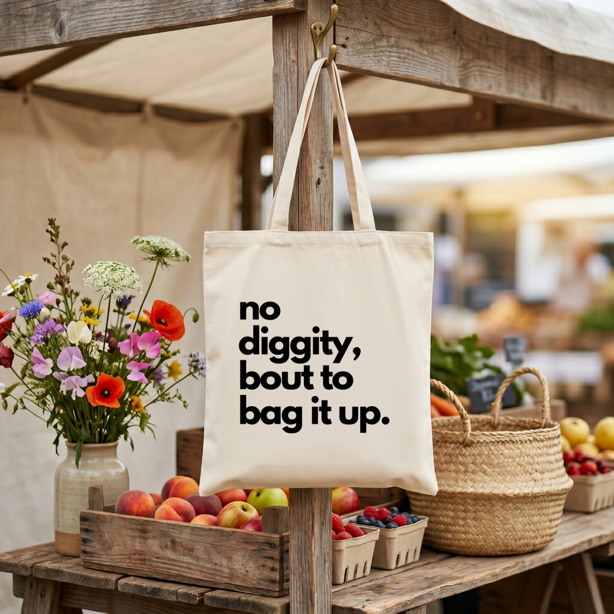 No Diggity, ’Bout to Bag It Up Canvas Tote Bag