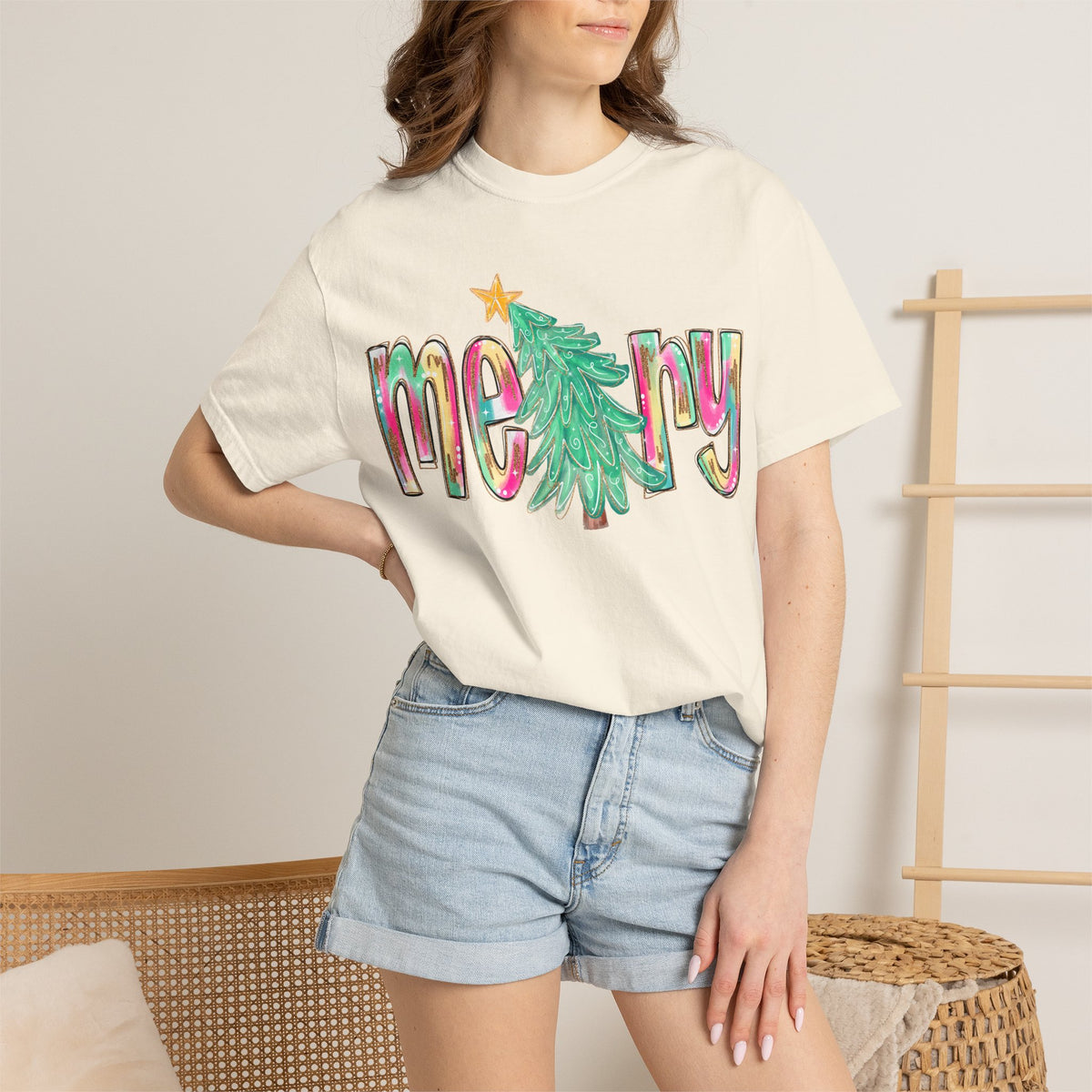 Merry Christmas Tree Graphic T-Shirt