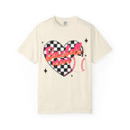 Baseball Mom T-Shirt — Checker Heart Design with Baseball