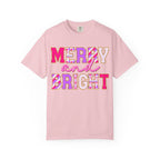 Merry and Bright Graphic T-Shirt — Festive Candy-Stripes Holiday Tee