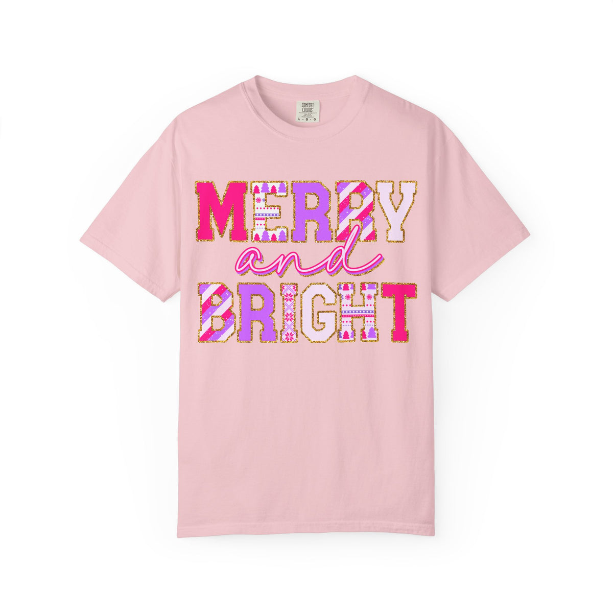 Merry and Bright Graphic T-Shirt — Festive Candy-Stripes Holiday Tee