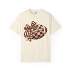 Plaid Bow Football T-Shirt — Womens Game Day & Tailgate Tee