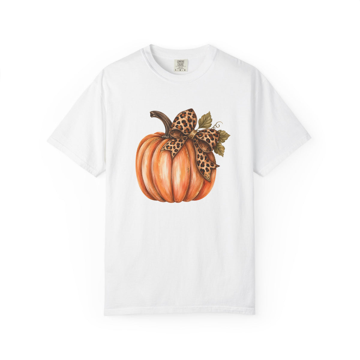 Pumpkin with Leopard Bow Fall T-Shirt