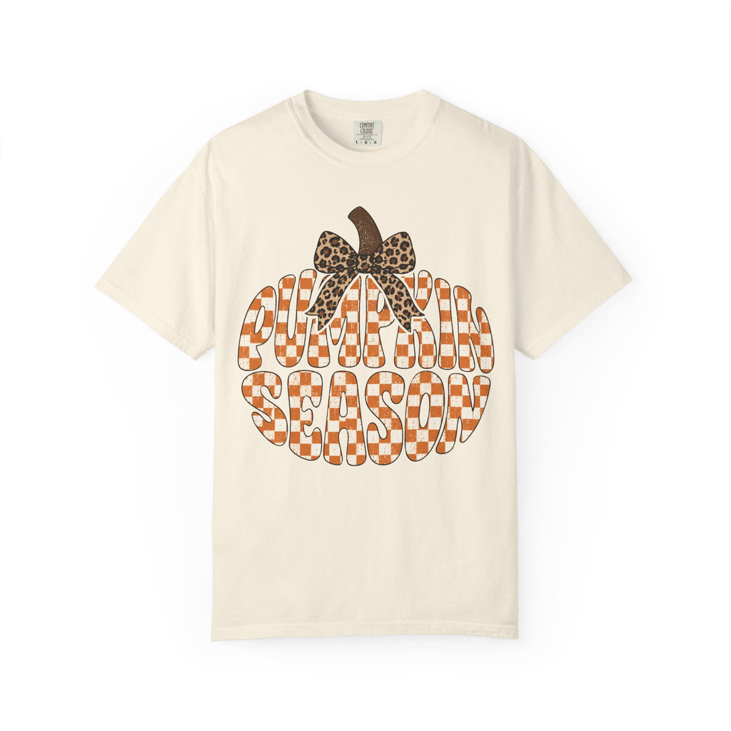 Pumpkin Season T-Shirt — Fall Graphic Tee with Leopard Bow
