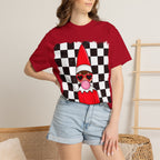 Checkerboard Elf T‑Shirt — Cute Bubblegum Elf Graphic Tee