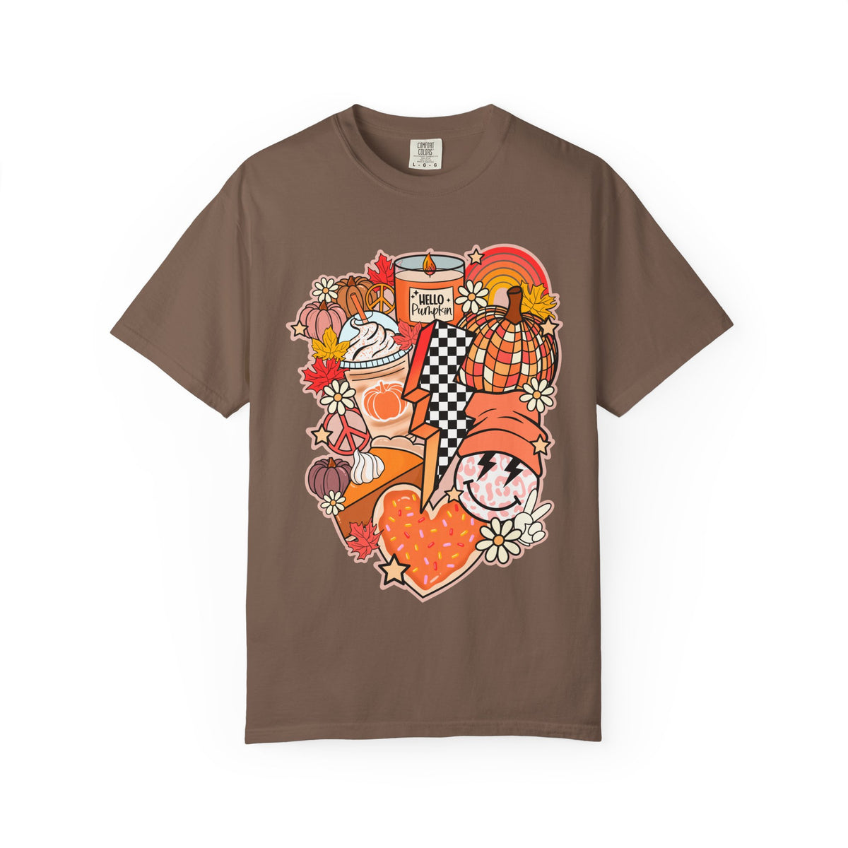 Autumn Cozy Collage T-Shirt — Fall Pumpkin Spice Graphic Tee